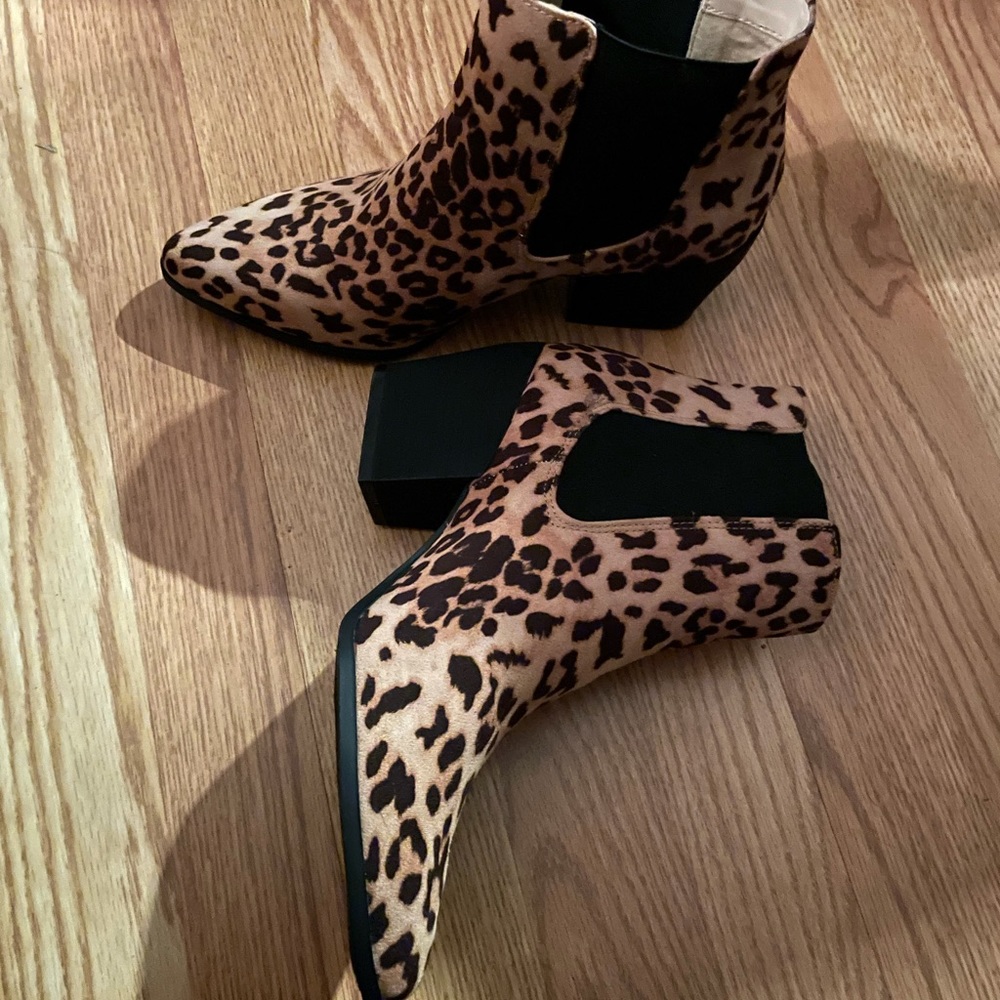 Cheetah print booties